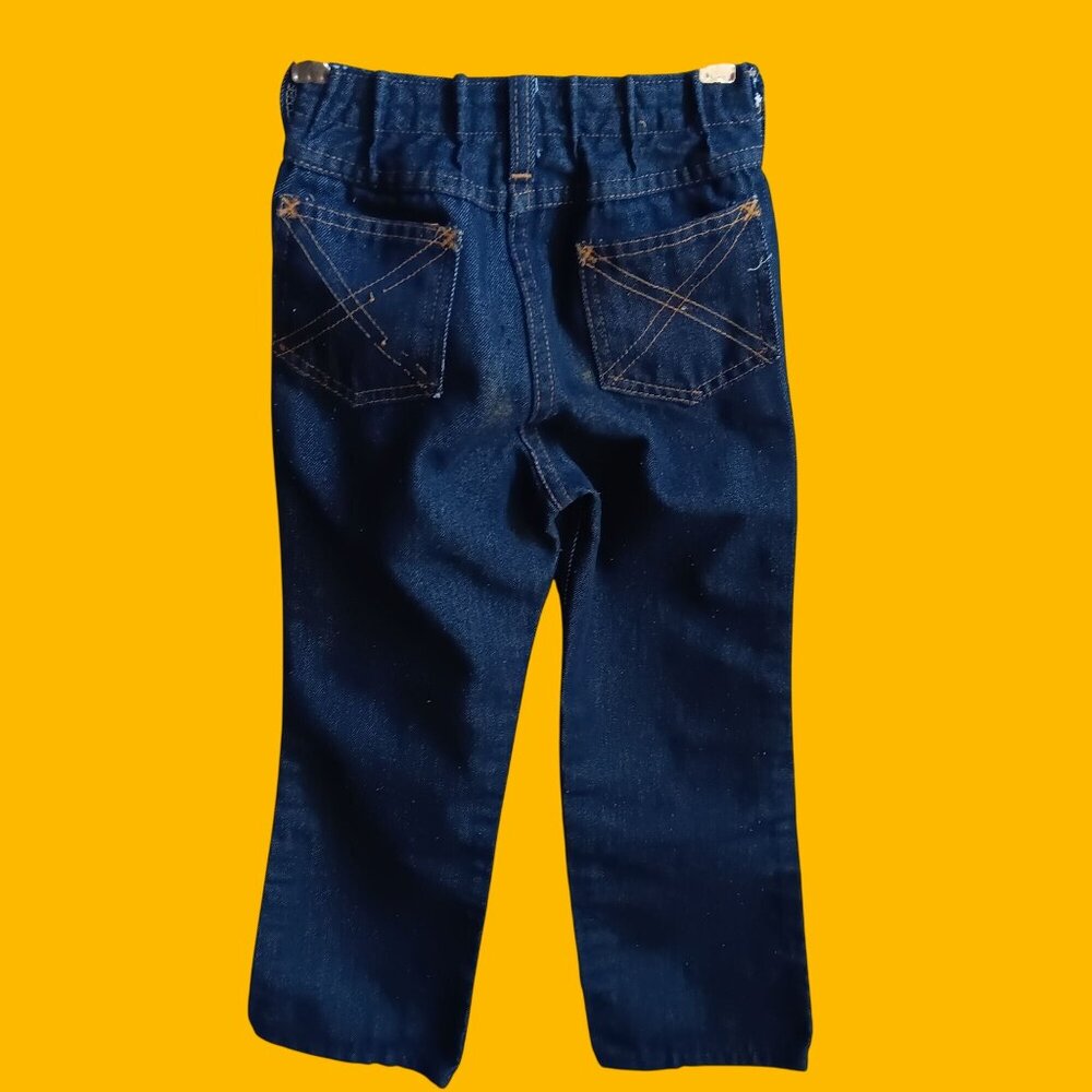 Vintage 1970's Boys Jeans 6/7 19x21 SEARS TOUGHSKINS RAW FLARE HIPPIE USA